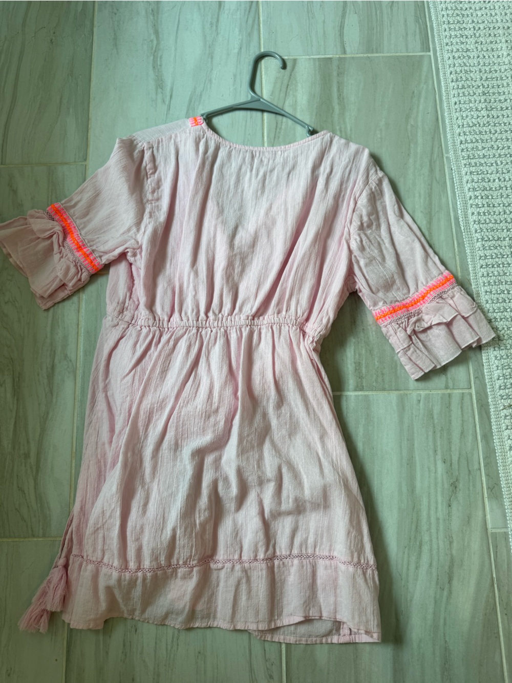 Light Pink Tassel-Trim Peasant Swimsuit cover dress - Picture 2 of 3